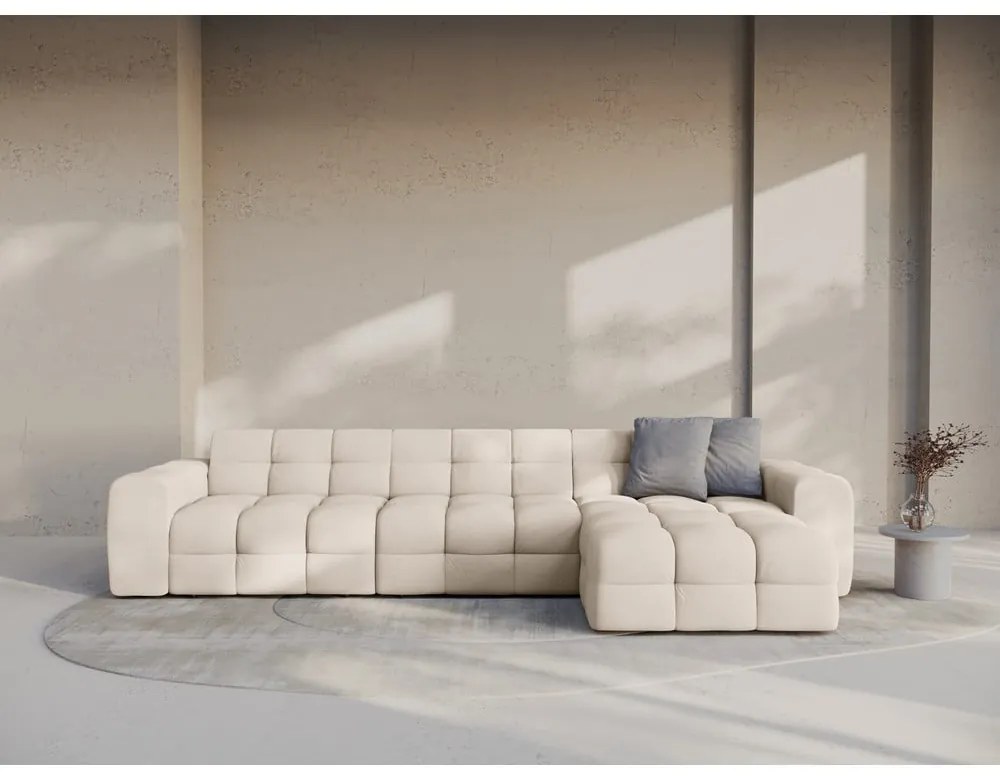 Bézs sarokkanapé (jobb oldali-heverő résszel) Kendal – Micadoni