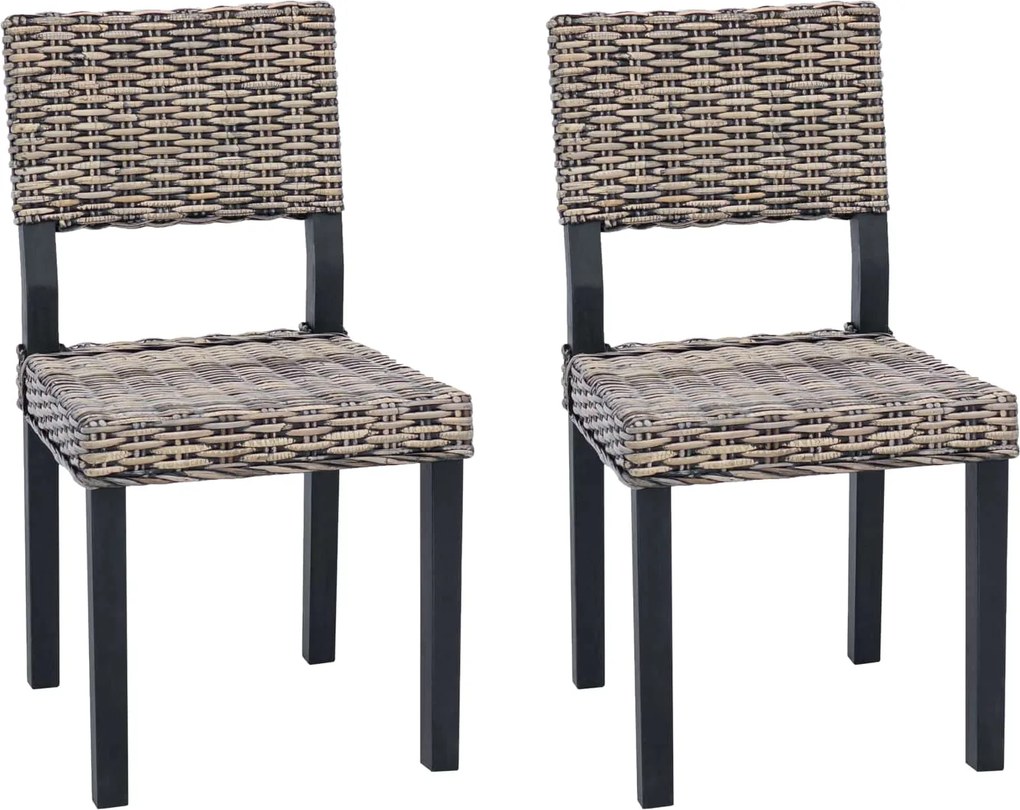 vidaXL Étkezőszék 2 pcs Fekete Mosás 46 x 55 x 84 cm Kubu rattán