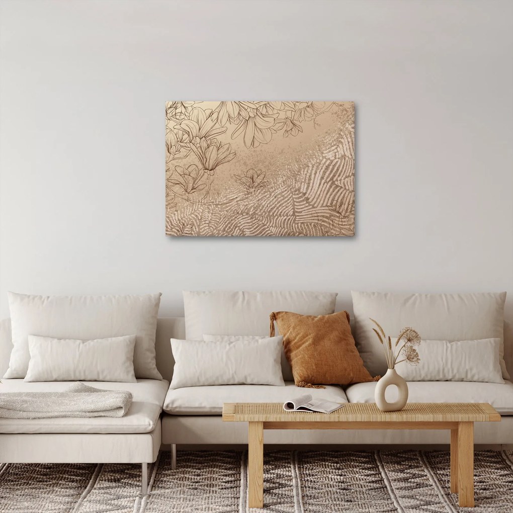 Kép - Rajzolt virágok (70x50 cm)