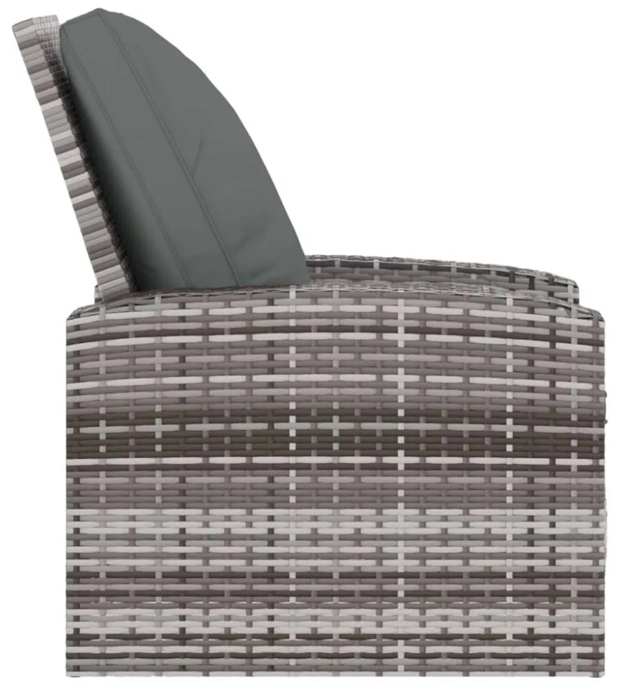 szürke polyrattan dönthető kerti szék párnával