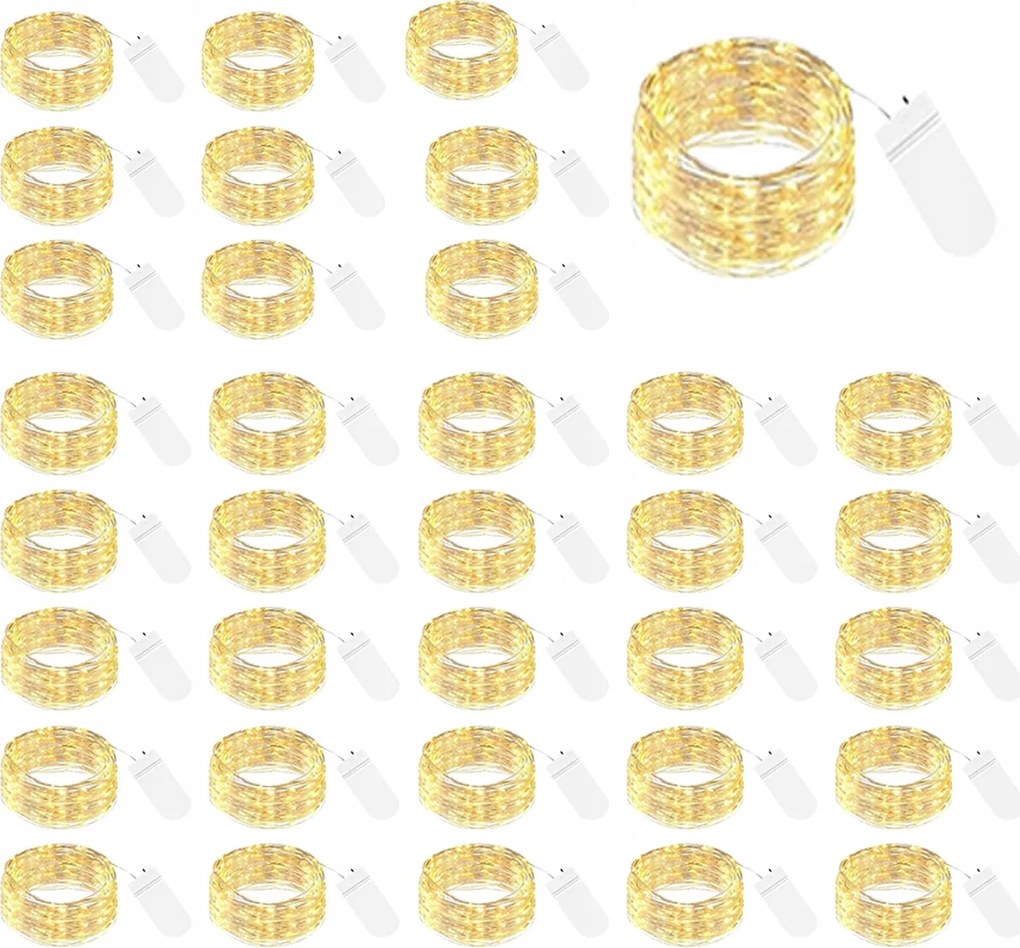 Led Lámpa Vezetékes 2 Méter 20 Led Elemes Mikro Lámpa Fehér Meleg