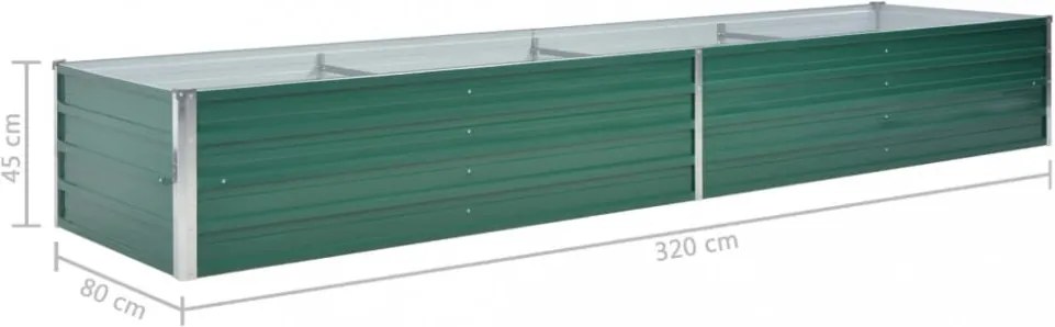 zöld horganyzott acél kerti magaságyás 320 x 80 x 45 cm