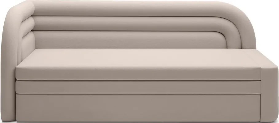 Bézs bársony kinyitható-tárolóhelyes kanapé bal oldali 223 cm Fabillo – ELTAP