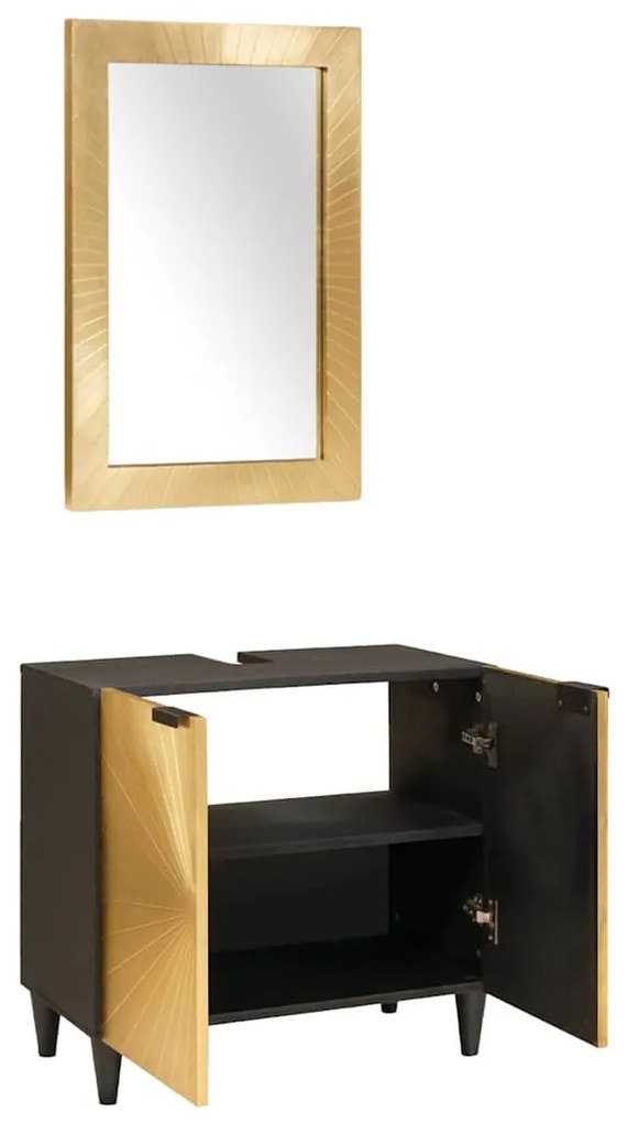 Fürdőszobai bútor szettek 2 pcs Fekete és Arany 62 x 33 x 58 cm
