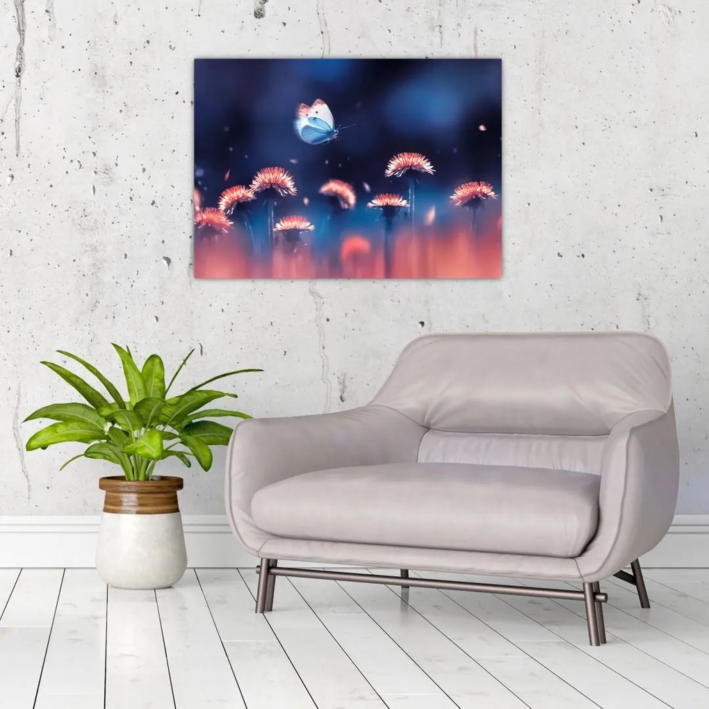Pitypang képe kék pillangóval (70x50 cm)
