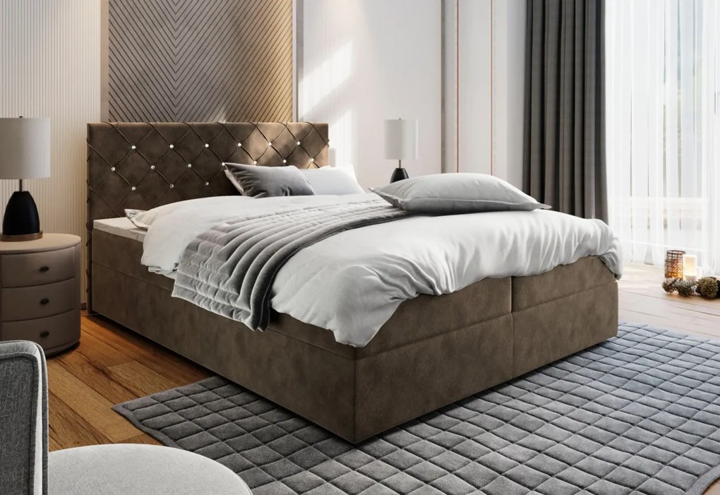 IRANA kárpitozott boxspring ágy, 160x200, magic velvet 2219