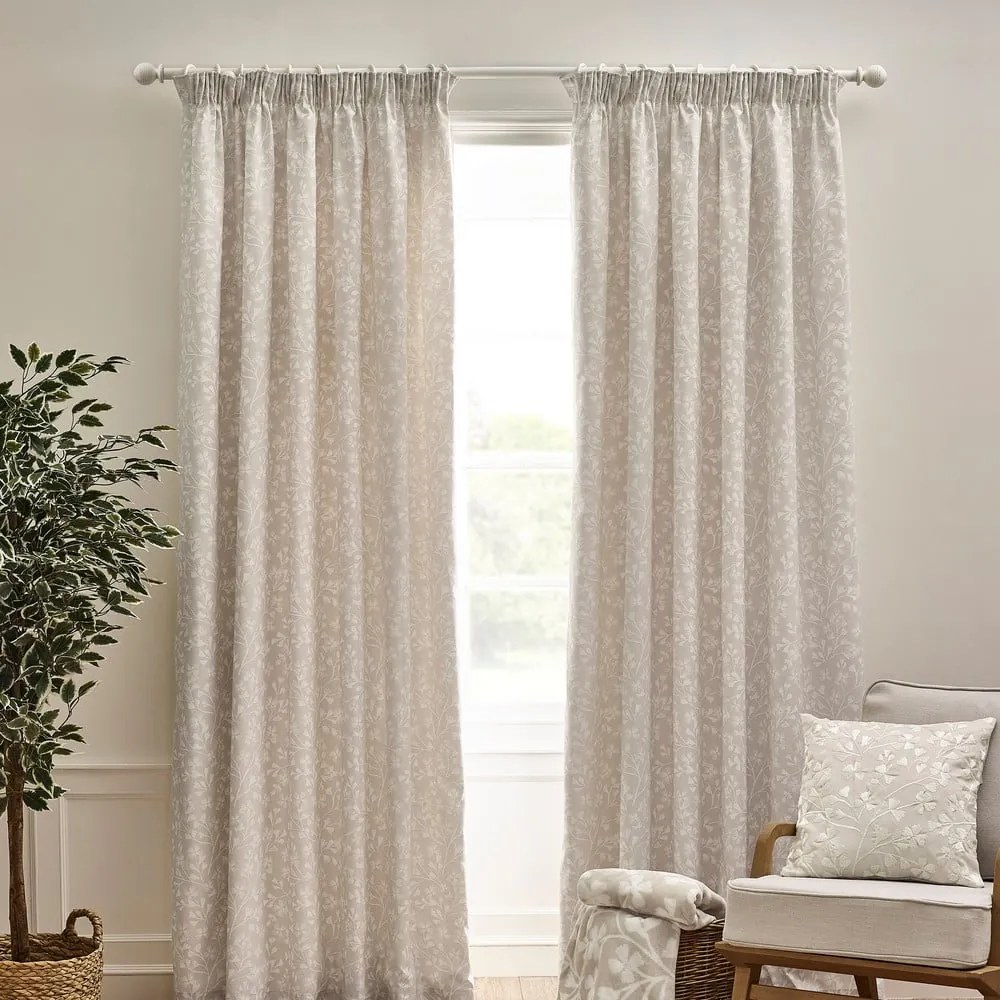 Bézs függöny szett 2 db-os 168x229 cm Brooke Floral – Catherine Lansfield