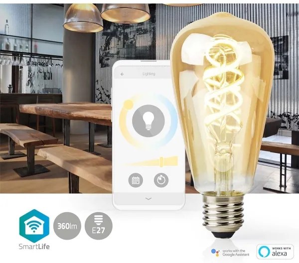 Nedis WIFILRT10ST64 - LED Dimmelhető izzó ST64 E27/4,9W/230V Wi-Fi 1800-6500K