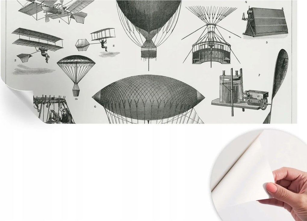 Design fali fotótapéta Öntapadós Repülés története 250x104