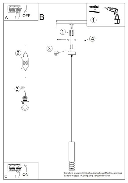 Sollux SL.1686 - Csillár zsinóron LAMI 1xGU10/10W/230V fehér