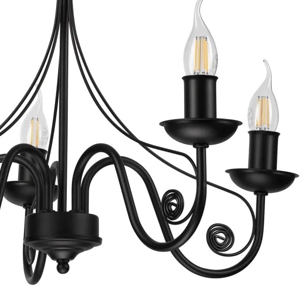 Csillár láncon DONATO 5xE14/40W/230V fekete