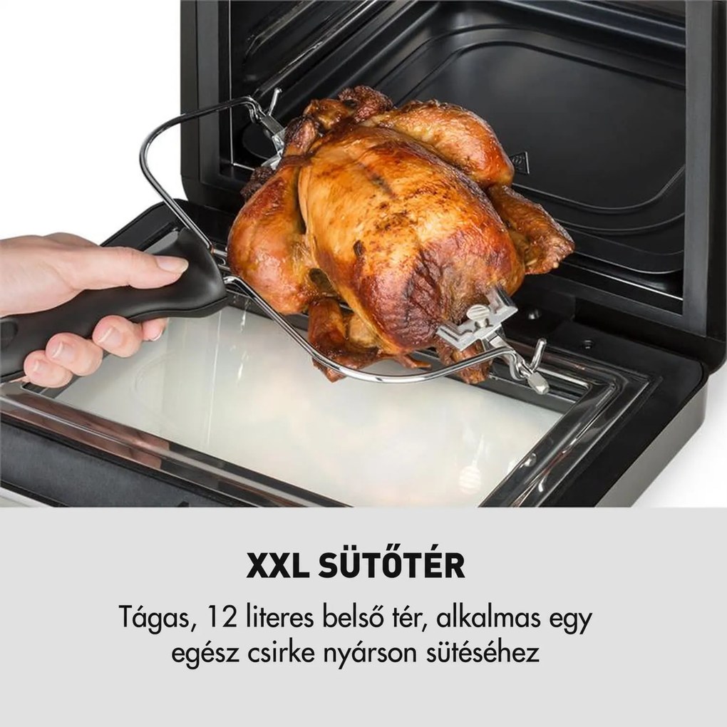 Klarstein AeroVital Cube, forrólevegős fritőz, 1600 W, 12 l, időzítő, 16 program, fekete