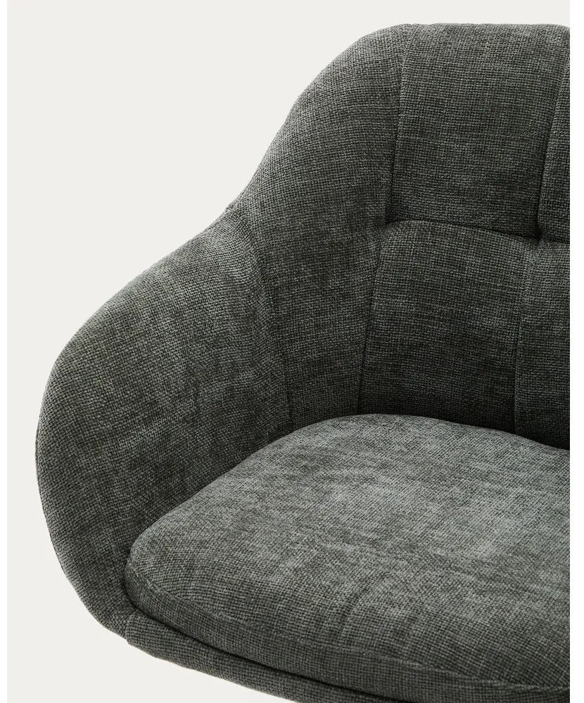 Sötétzöld kárpitozott karfás étkezőfotel Dorina – Kave Home