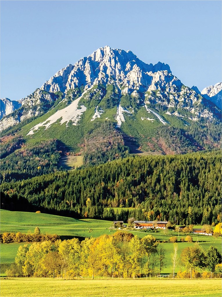 Fotótapéta flizelina Hegyek Őszi Tájkép Hócsúcsok 184x254 +ragasztó