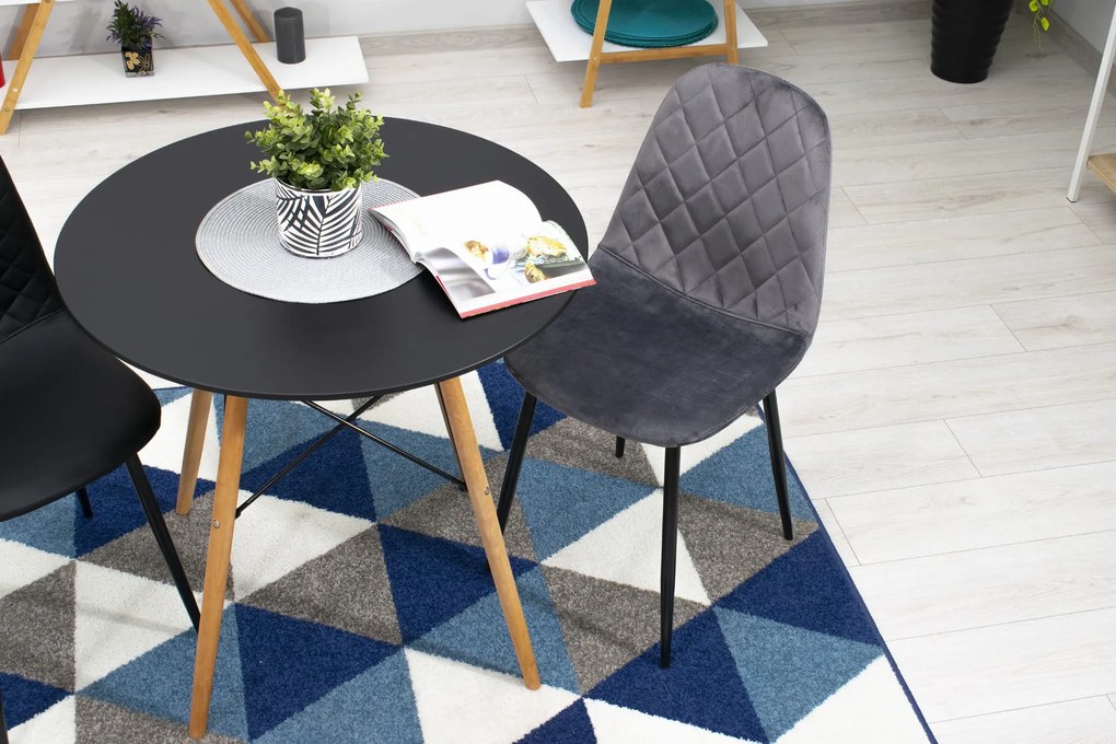 AKCIÓ Sötétszürke bársonyszék ASTI fekete lábakkal II. osztály