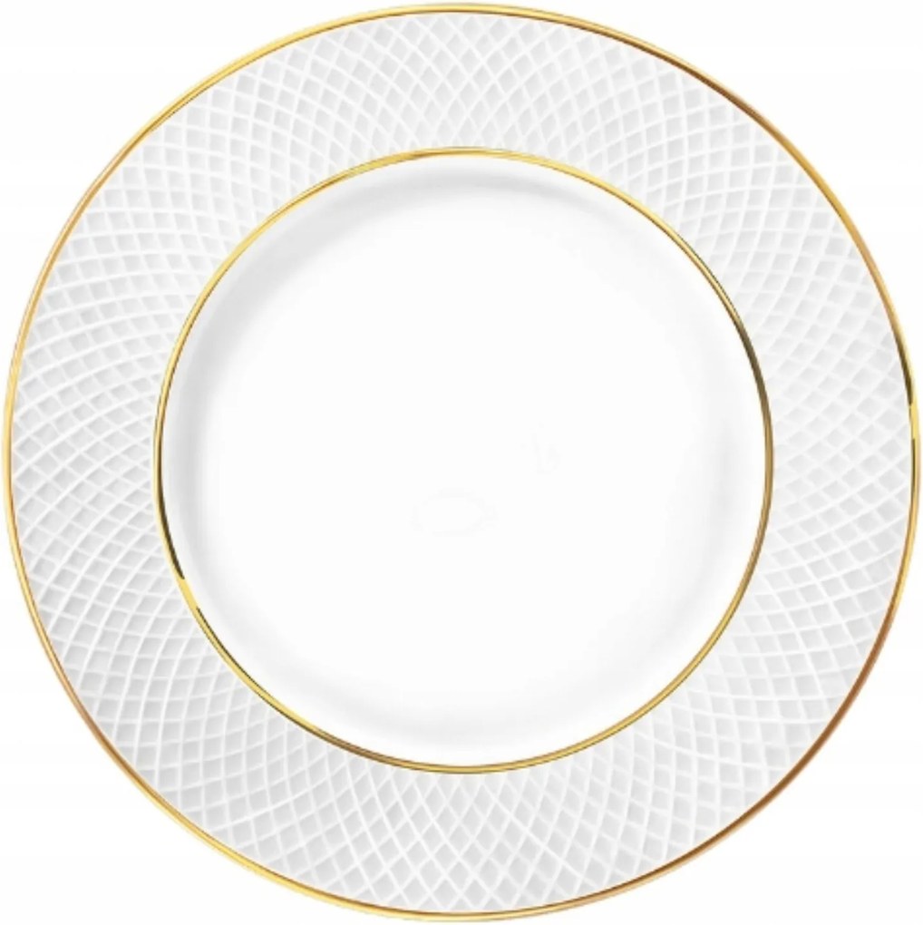 Ebédlő tányér Fehér lapos Arany Rant 25,5cm porcelán Wilmax