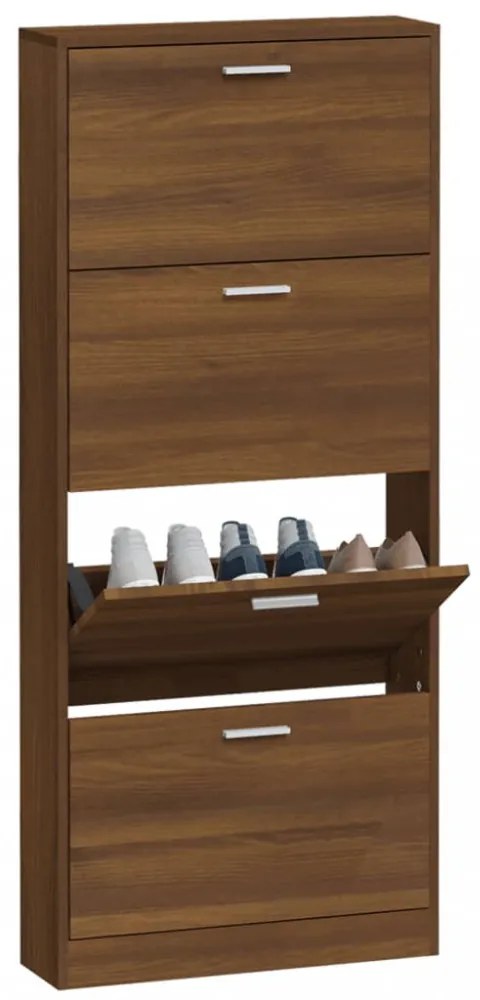 barna tölgyszínű szerelt fa cipősszekrény 59 x 17 x 150 cm