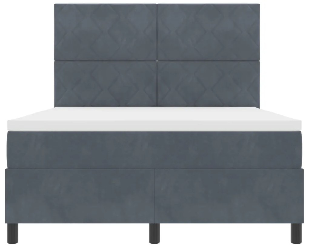 Boxspring Ágy Mattal és LED Fekete Szürke 140x200 cm Bársonyos