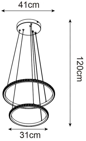 Zuma Line P22082M-2R - LED Csillár zsinóron RIDE LED/22W/230V + LED/14W fekete