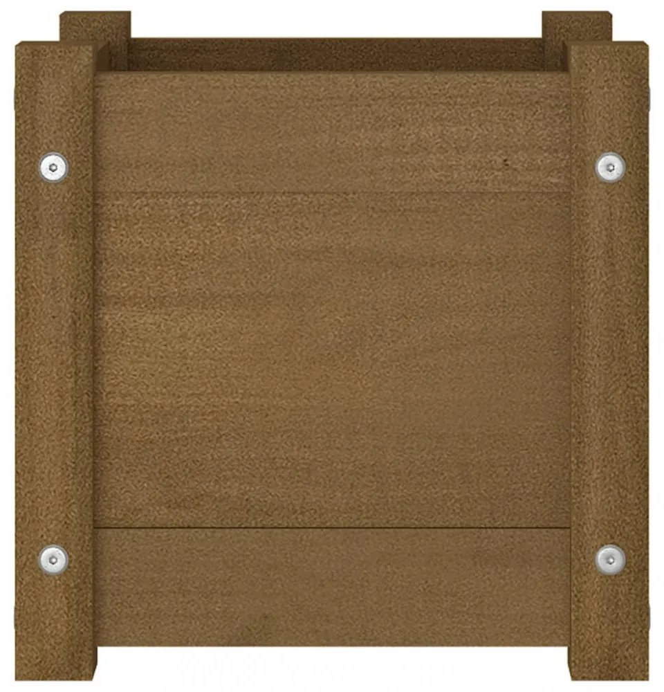 mézbarna tömör fenyőfa kerti virágtartó 31 x 31 x 31 cm