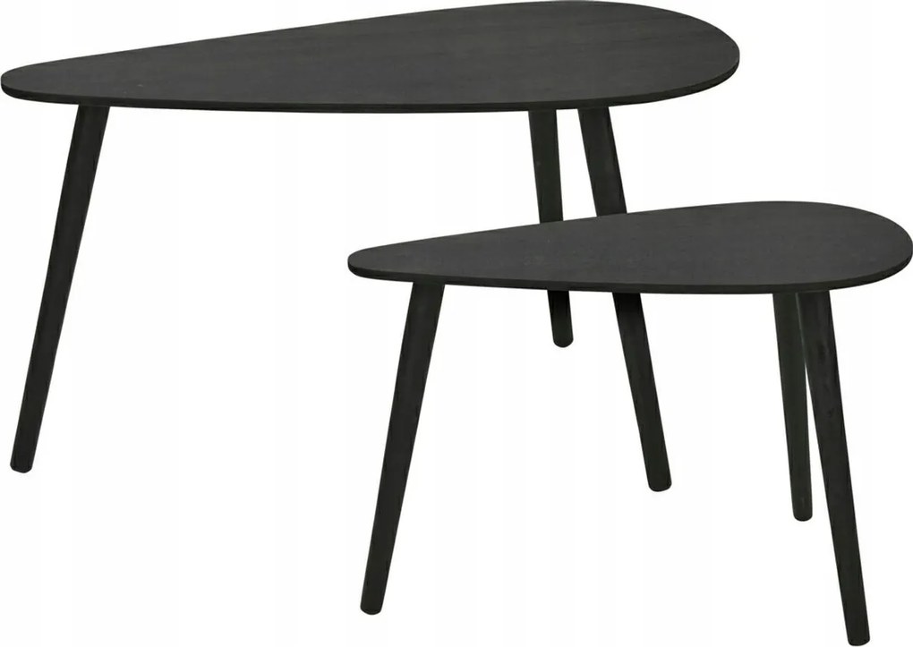 2x Dohányzóasztal Kiegészítő Hálószoba Nappali Asztal Szett Ovális 80cm