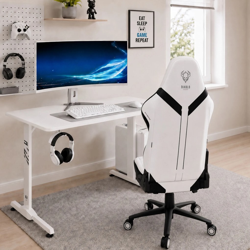 Gamer asztal 100 cm fehér: Diablo X-Mate 1000