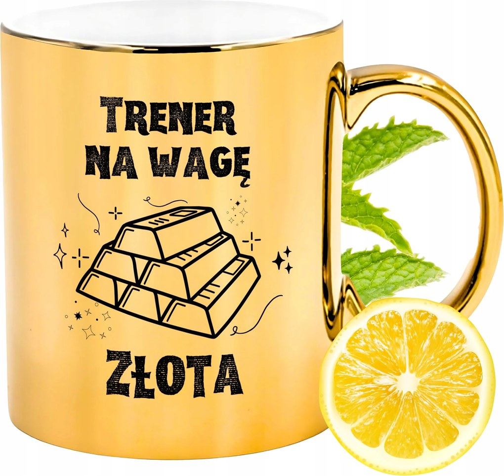 Prémium Arany Csillogó Bögre Edzőnek Ajándék Nyomtatott Fotóval