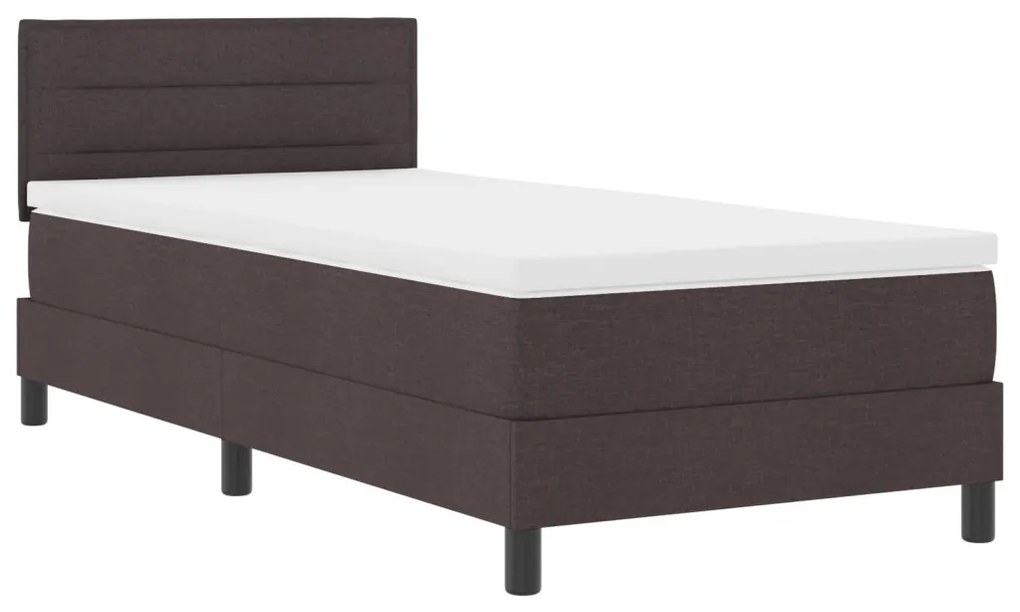 Boxspring Ágy Mattal és LED-fénnyel Sötétbarna 90x200 cm Szövet