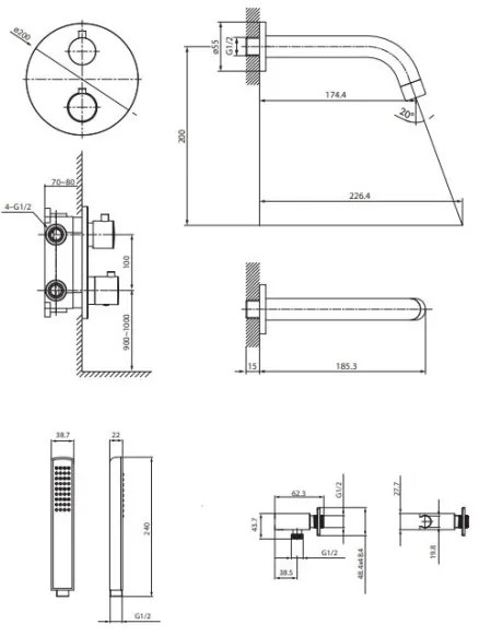 Cersanit S952-034 ZEN fürdőkád termosztátos falba építhető csaptelep, króm