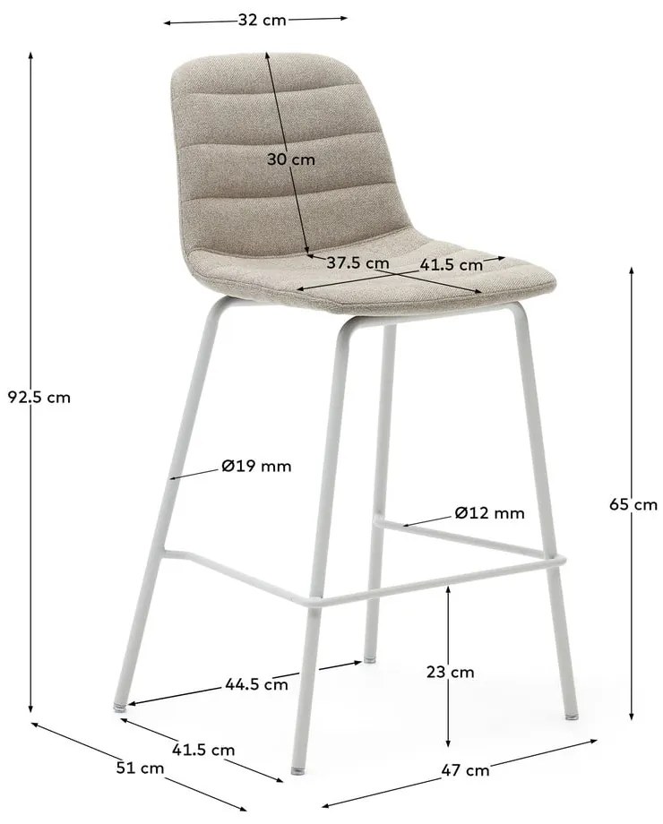 Bézs bárszék szett 2 db-os 92,5 cm Zunilda – Kave Home