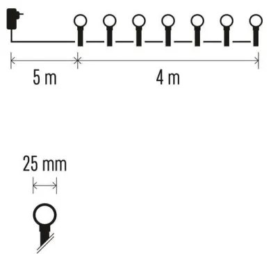 LED kültéri fényfüzér 40xLED/9m IP44 meleg fehér