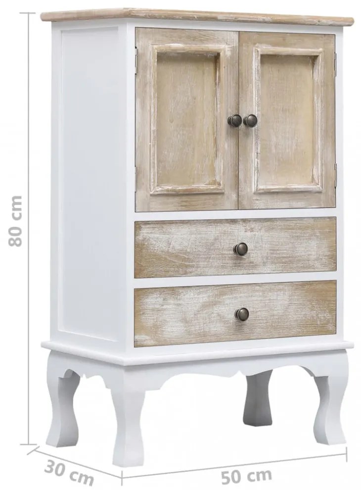 vidaXL fehér fa fiókos szekrény 50 x 30 x 80 cm
