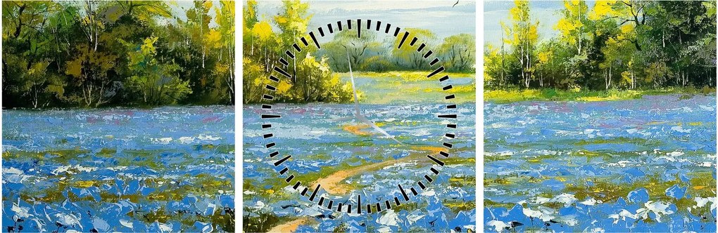 Kép - ösvény a mezőn, olajfestmény (órával) (90x30 cm)