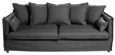 3 személyes szövet kanapé, párnákkal, sötétszürke - GOBI