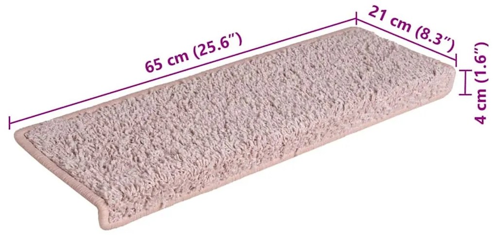 30 db fehér és rózsaszínű lépcsőszőnyeg 65 x 21 x 4 cm
