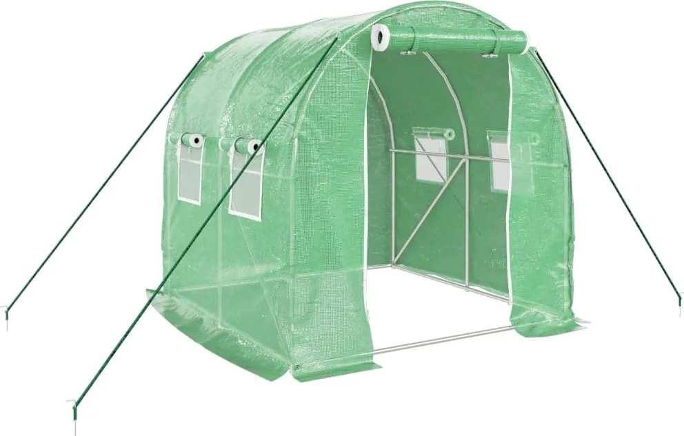 vidaXL zöld acélvázas melegház 4 m² 2 x 2 x 2 m