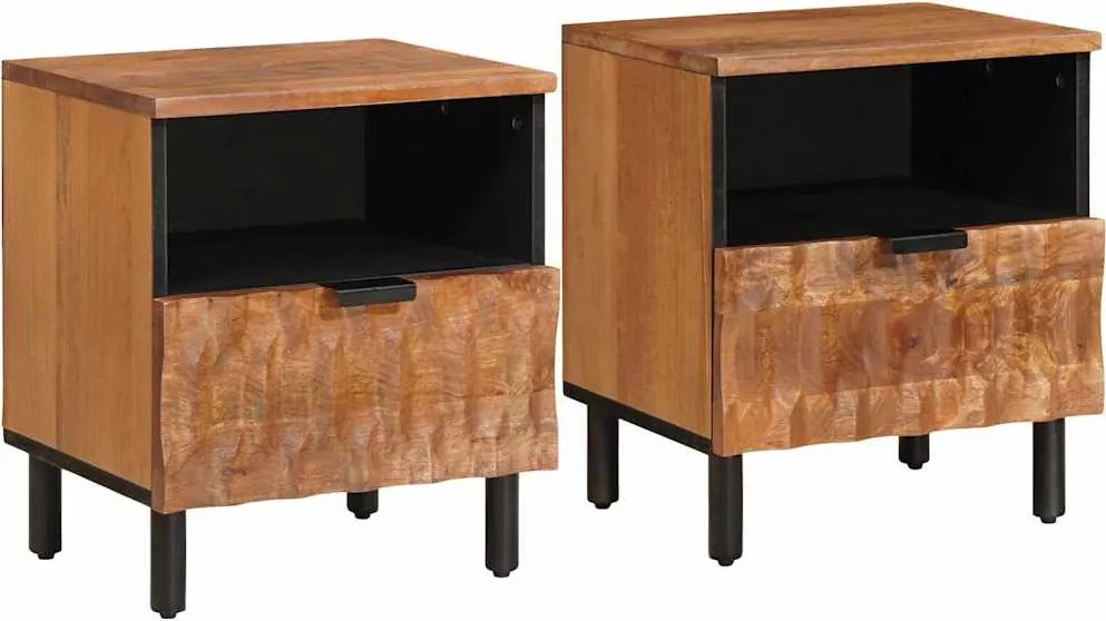 vidaXL Éjjeliszekrény 2 pcs Barna 40 x 33 x 46 cm Tömör Mangófát