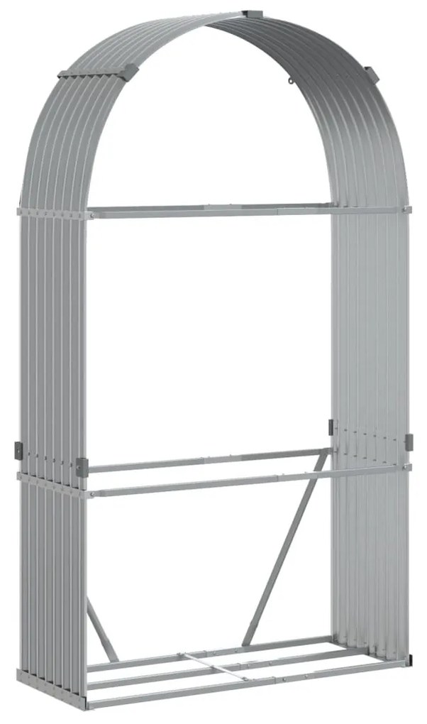 világosszürke horganyzott acél rönktartó 120 x 45 x 210 cm