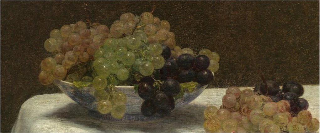 Kép - Henri Fantin-Latour, Still Life with Grapes and a Carnation, reprodukciók (120x50 cm)