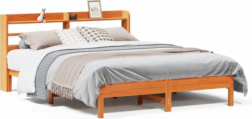 vidaXL viaszbarna tömör fenyőfa ágy matrac nélkül 160 x 200 cm