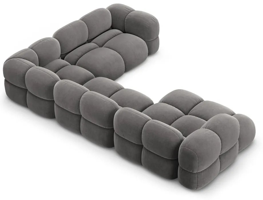 Szürke bársony sarokkanapé (jobb oldali-U alakú) Loretto – Cosmopolitan Design