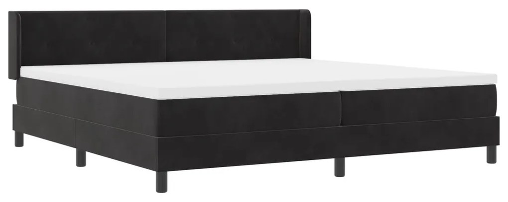 Boxspring Ágy Mattal Fekete 200x200 cm Bársonyos
