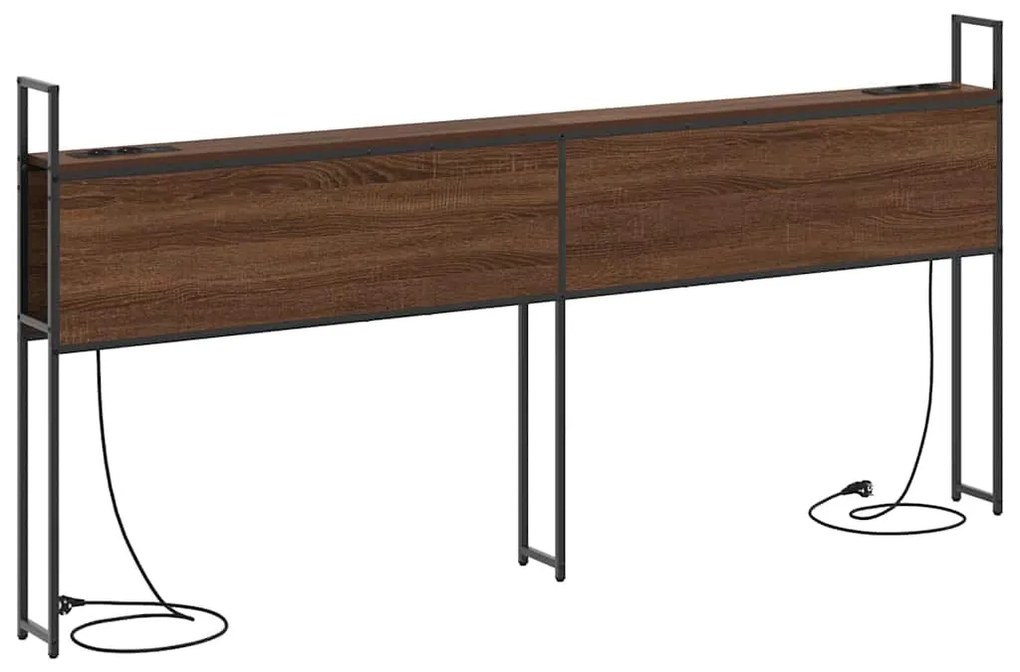 Tárolós Fejtámla Töltő Állomással barna tölgy 200 cm Faanyag