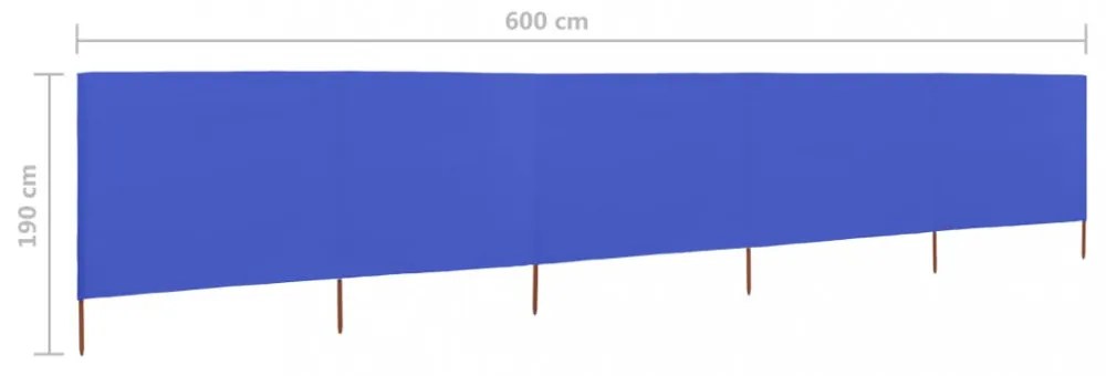 azúrkék 5 paneles szövet szélfogó 600 x 160 cm