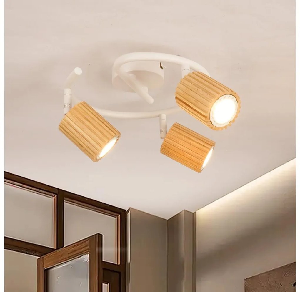 Brilagi - Spotlámpa MODERN WOOD 3xGU10/8W/230V kaucsukfa/fehér