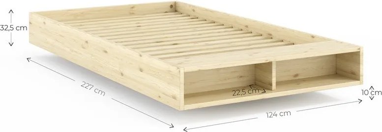 Natúr színű borovi fenyő egyszemélyes ágy ágytámla nélkül ágyráccsal 120x200 cm Merge – Karup