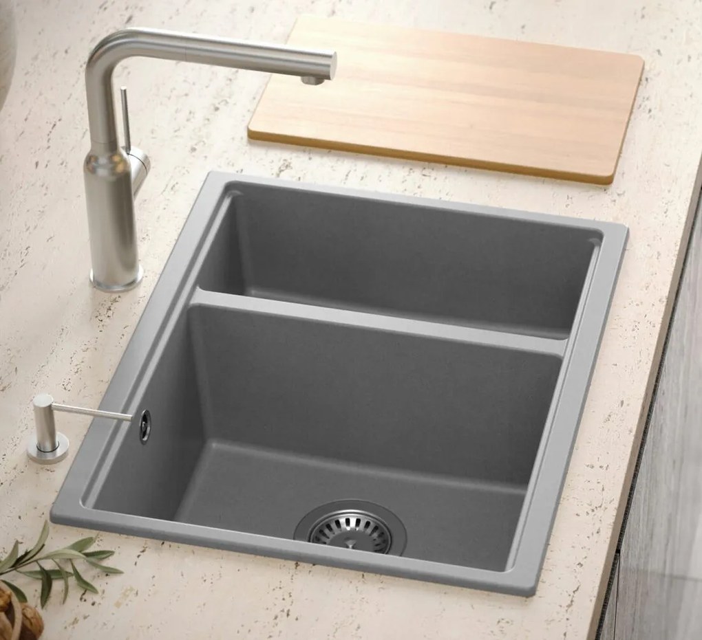 gránit mosogató Logan 150 Grey Metallic