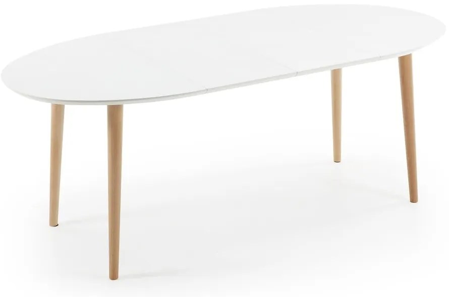 Fehér bővíthető étkezőasztal fehér asztallappal 90x120 cm Oqui – Kave Home