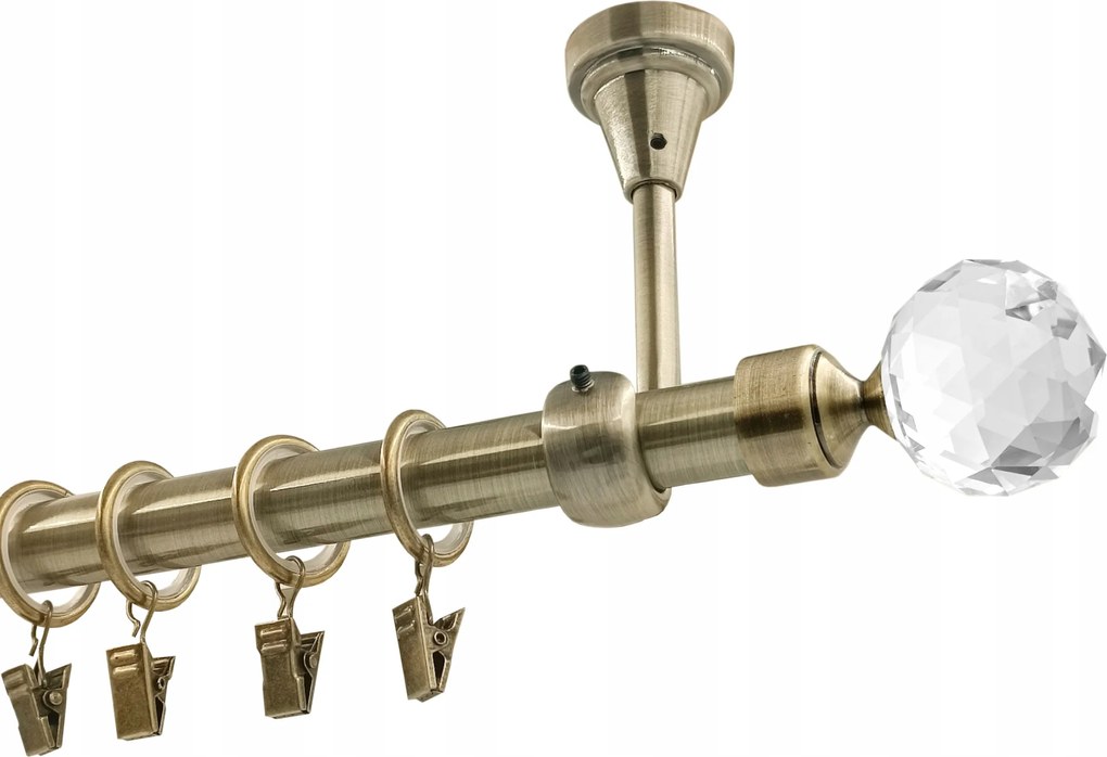 Függönykarnis szimpla fém mennyezeti mix végzáró arany antik 19mm 140 cm