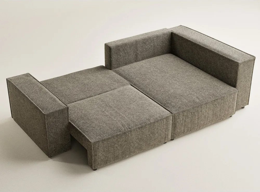 Barna zsenília kinyitható-tárolóhelyes sarokkanapé (jobb oldali-L alakú) Tonga – Maison de Rêve